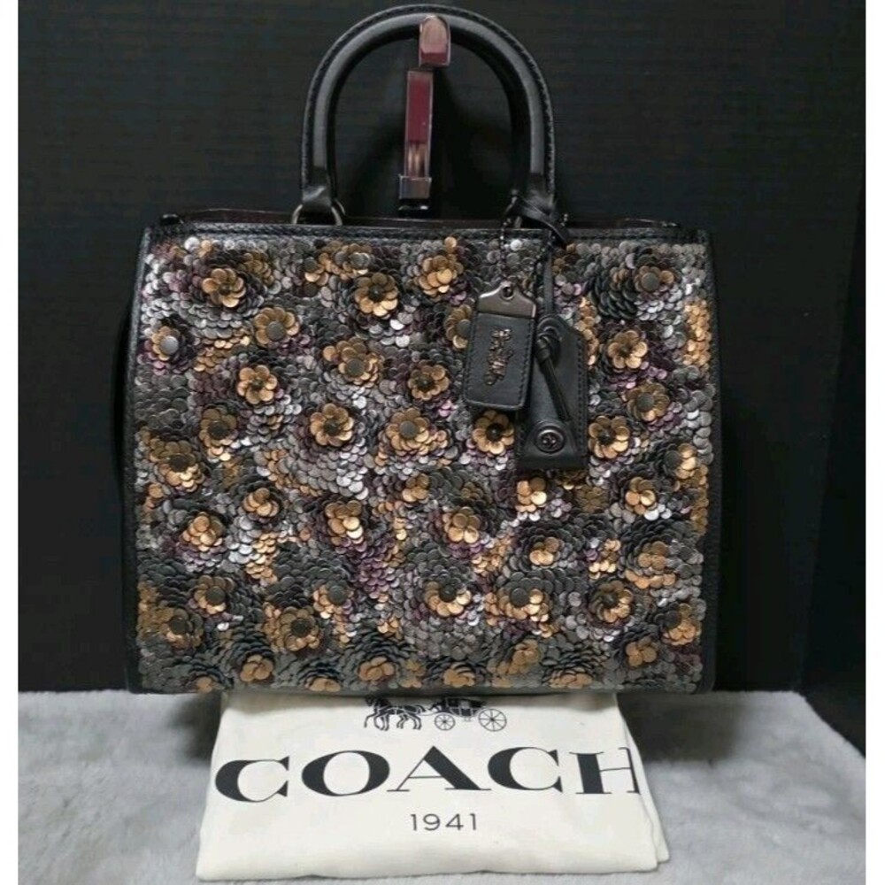 Coach 1941 Rogue Sequins 35613 Black / Multi Leather Handbag  NWT
